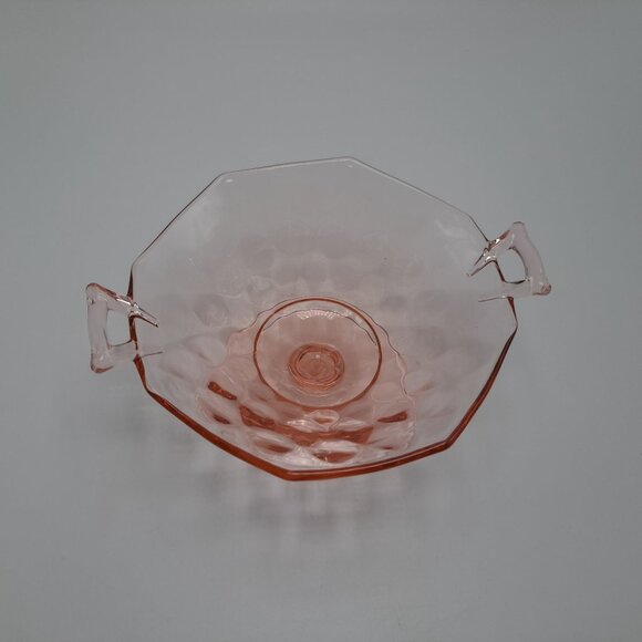 Heisey Yeoman Pink Footed Mayonnaise Bowl Diamond Optic - Picture 3 of 11
